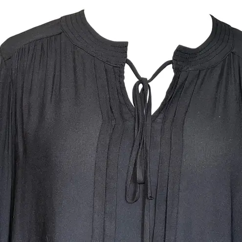 Ro & De  Boho Peasant Ruffle Blouse Top Shirt Tie Keyhole Neck Pleats Size Small