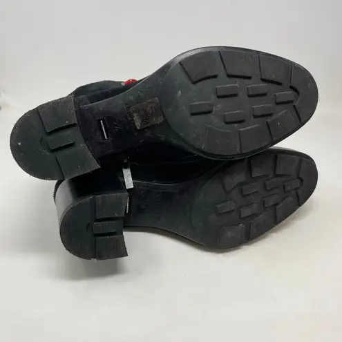 Aquatalia Isotta Black Suede Waterproof Block Heel Lug Ankle Booties Boots 9.5