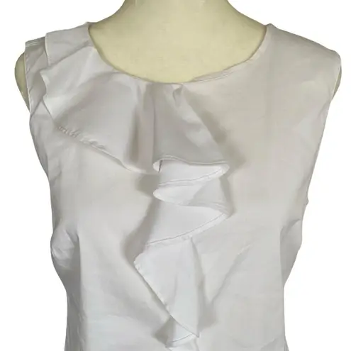 Semantiks women's size small white sleeveless ruffle front tank top blouse shirt