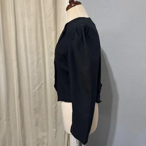 Vintage Original Alpen Trachten Cropped Jacket Blazer Puff Sleeve Tailored Sz 40 Black