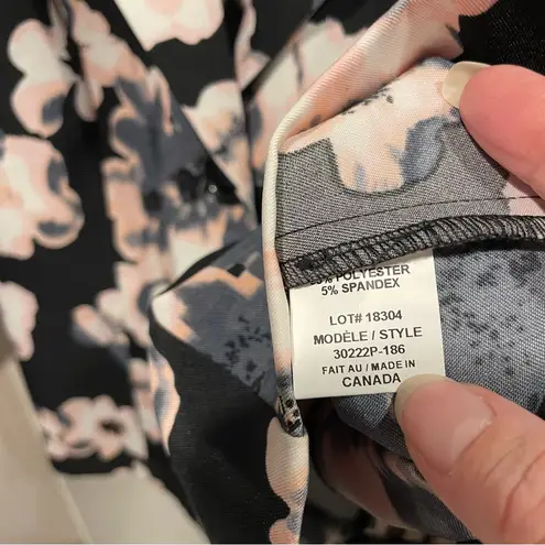 Cute black floral lightweight blazer 3/4 sleeve stretch whimsigoth coastal vamp Pink Size 8P