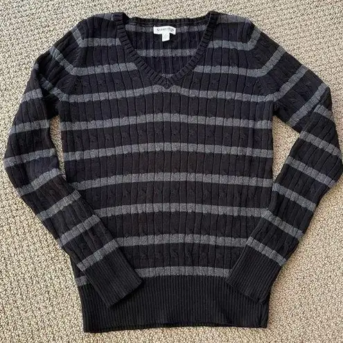 st. john's bay St John’s Bay Cable Knit Sweater in Black Gray