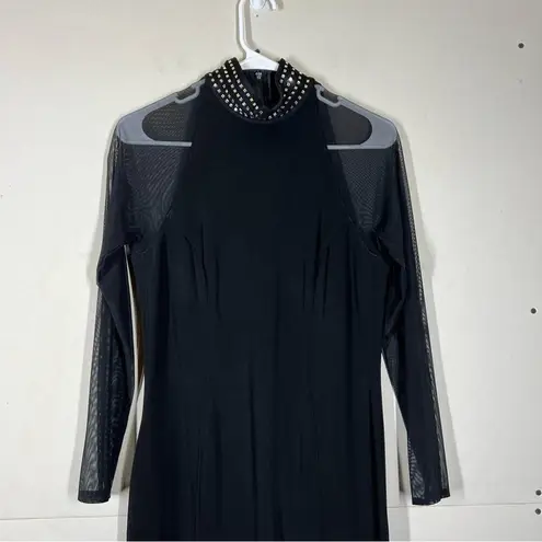 Tadashi Shoji Vintage Floor Length Mesh Rhinestone Dress Size Medium PETITE