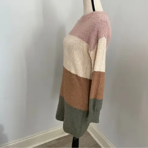 Miami for Francesca's Colorblock Long Sleeve Sweater Dress size XS Raglan Stripe Pink