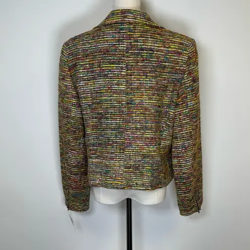 V.P. Collections Handwoven Silk Open Front Blazer Jacket Women’s Size Medium NWT Yellow