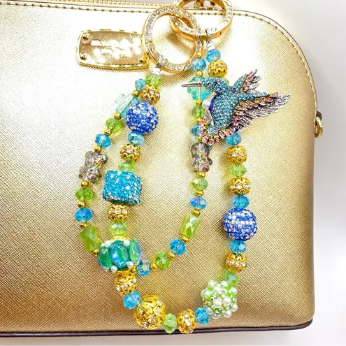 Handmade 🪺Luxury Bag Charm Chain / Phone Chain /Keychain HUMMINGBIRD Bling Crystal Beads