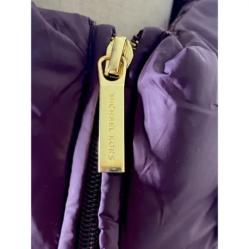 MICHAEL MICHAEL KORS Women's Quilted Down Packable Hooded Wine Puffer Coat Sz: M Size M