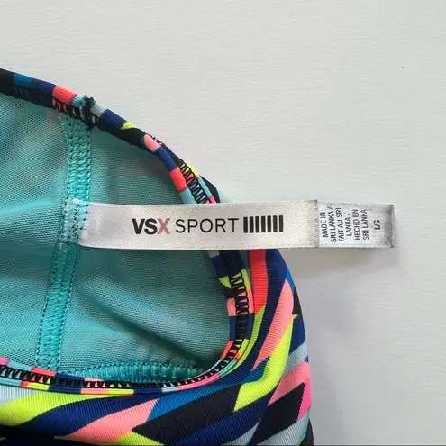 VSX Sport Victoria's Secret Racerback Sports Bra Multicolored Geometric L Black Size L