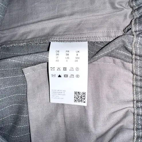 Hugo Boss NWOT Boss Telana Gray Pinstripe Virgin Wool Blend Pull-On Pants US 4