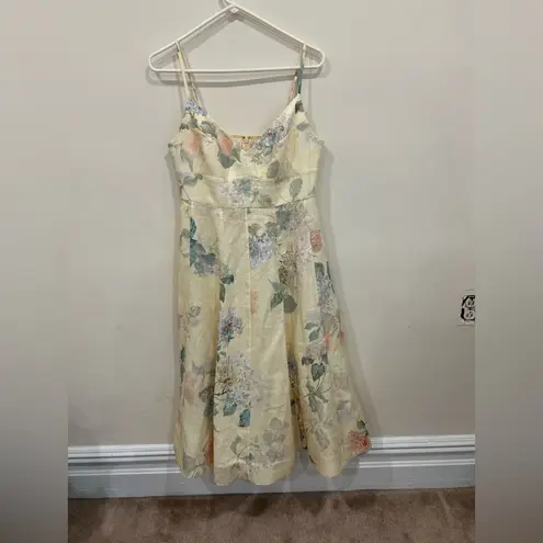 Zimmermann Illuminate Picnic Dress in Lemon Hydrangeas Size 3 AU Floral Linen