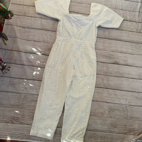 Iorane Laise Lace White Geometric Pattern Jumpsuit Size Large Tie Front NEW