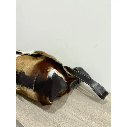 Diane Gail South African Springbok Fur with Leather Trim Crossbody Messenger Bag Brown