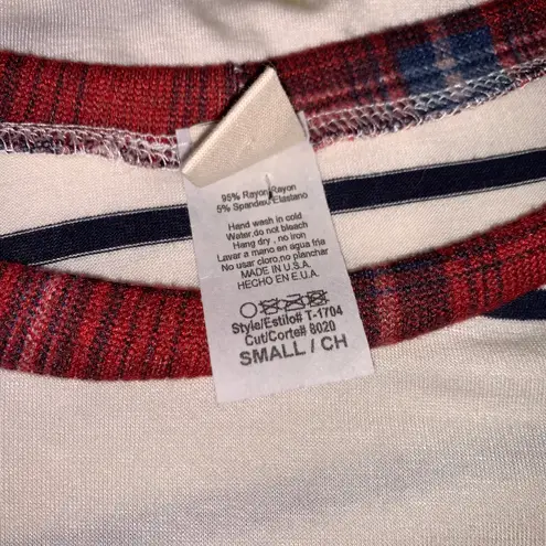 7th Ray Boutique Plaid and Stripes Mixed Print Top