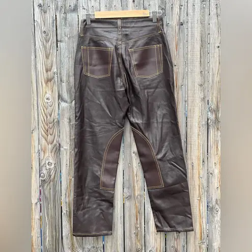 STILL HERE Tate Paneled Faux Leather Straight