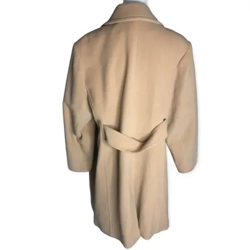 Larry Levine Design Lambswool & Cashmere Blend Single Breasted Tan Pea Coat