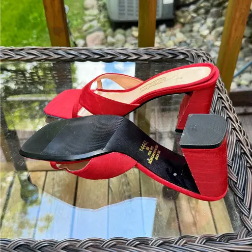 Newport News Red Block Heel Mule Sandals