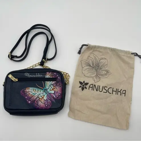 Anuschka New Hand Painted Leather RFID Camera Crossbody Bag Magical Wings