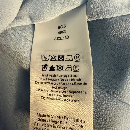 Ganni Pattern Beaded Jacquard Floral Top Sky Blue Sz 38/6 NWT Style F8022