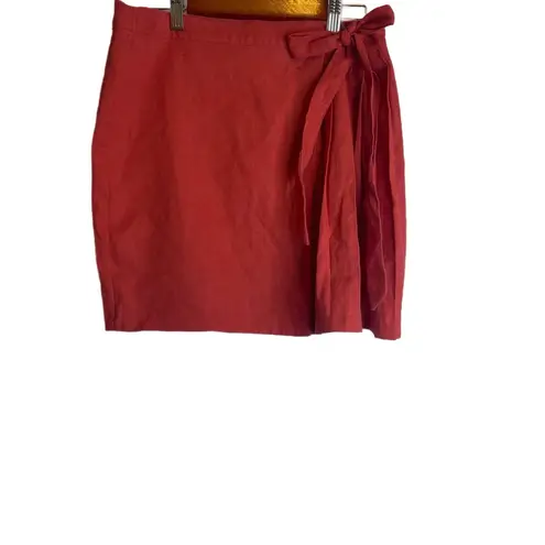 étoffe studios Women’s Linen Blend Red Skirt Tie Waist Size Large