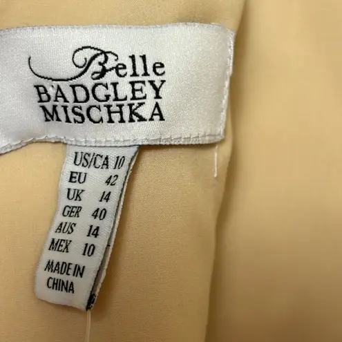 Badgley Mischka NWT Belle Cream Blush Floral Brocade Peplum Sheath Dress 10