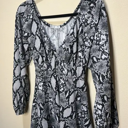 Rebdolls Snake Print Babydoll Long Sleeve Dress Size L