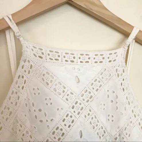 American Eagle Cream High Neck Flowy Crochet Lace Tiered Slip Mini Dress Boho M