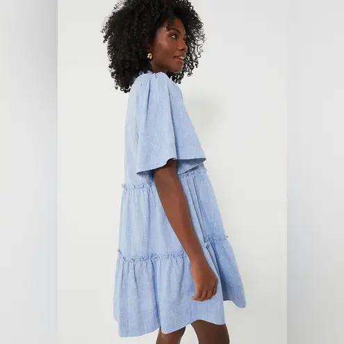 Tuckernuck NWT Chambray Crawford Blue Tiered Linen Blend Ruffle Mini Dress Small