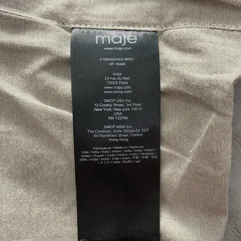 Maje Bassung Belted Leather Motorcycle Jacket Gray