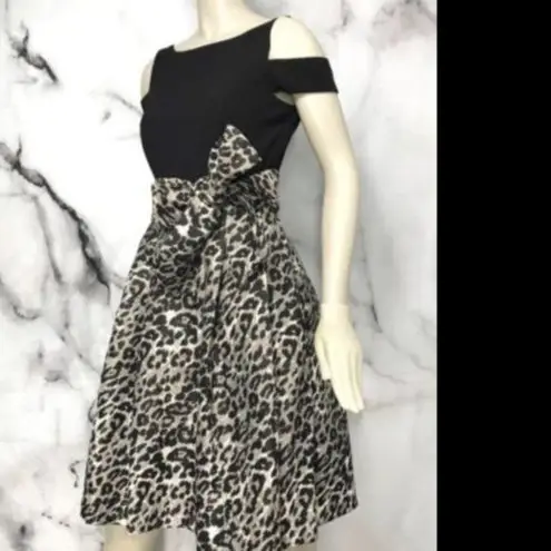 Eliza J New Cold Shoulder Contrast Skirt Dress Midi Womens Size 14 Black Tie