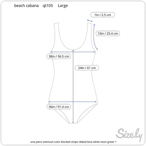 one piece swimsuit color blocked stripe ribbed blue white neon green 1990s Size L