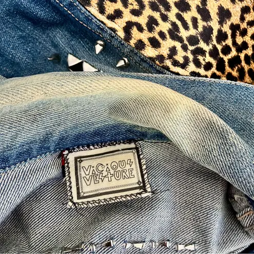 Diesel x Vicious Vesture Denim Studded Leopard Punk Rocker Jacket, Size S