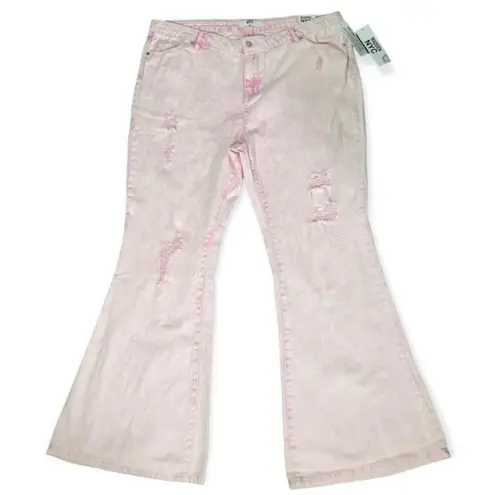 Steve Madden Madden NYC Super High Rise Flare Pink Acid Wash Denim Jeans thumbnail 49