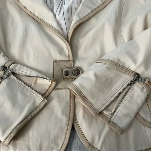 My Tribe Ivory Jacket with Leather Trim