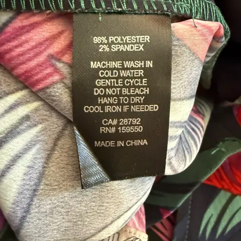 Eliane Rose 262 Elaine Rose Vibrant Leaf Tropical Print Wide Leg Pants small