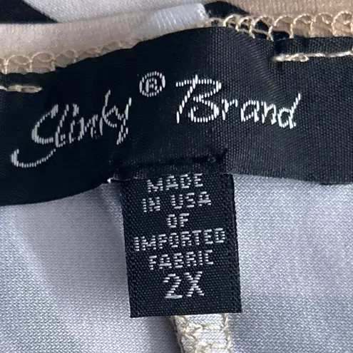 Slinky Brand Vintage Womens Blouse Size 2X Brown Swirl Short Sleeve Made in USA