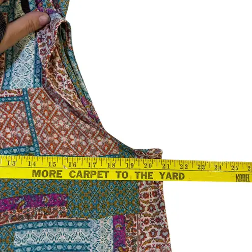 Rose + Olive Women M Sleeveless Patchwork Print Collared Button Up Shirt Blouse Pink Size M