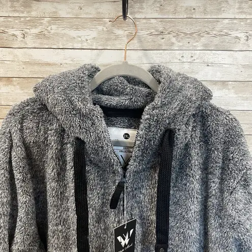 White Mark Cozy Collection Womens 2XL Jacket Gray Zip Hooded Sherpa Lounge NWT Size XXL