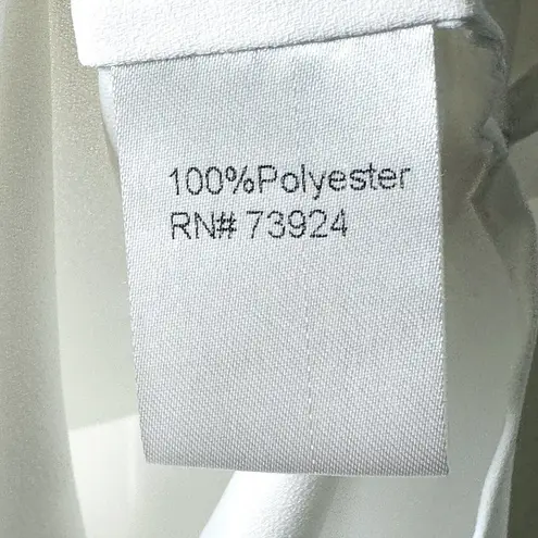 Ming Wang Sleeveless Crepe De Chine Pleated Collar White Tank Blouse Shirt Sz M