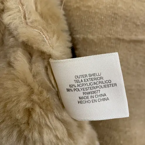 Vintage Faux Suede Faux Fur Lined Collared Penny Lane Jacket Coat in Camel/Tan Tan Size L