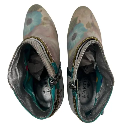 L’ARTISTE GAVIVA TURQUOISE LEATHER ANKLE BOOT Blue Size 7