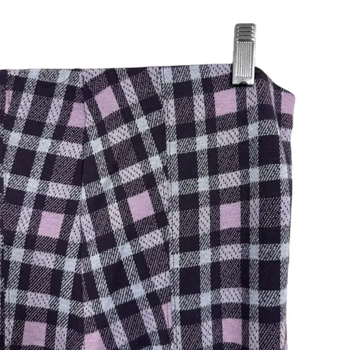 Maeve Anthropologie Womens Sz XS Pink Purple Plaid Flare Cropped Pull On Pants
