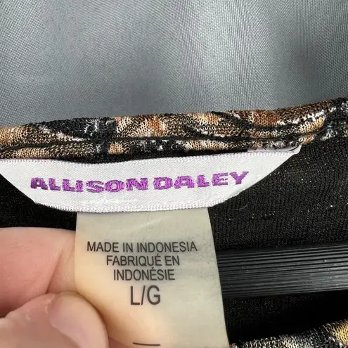 Allison Daley Shirt Black Brown Stretchy Abstract Autumnal Floral Leaves Large