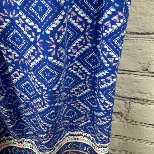 Skies Are Blue Burke Keyhole Knit Halter Top Tie Back Blue & Coral S NWT