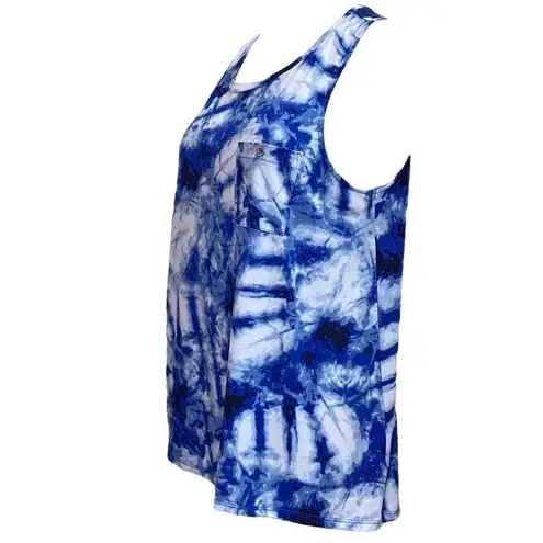 Ellen Tracy Pretty Tie Dye Sleeveless Top Blue White Size Medium