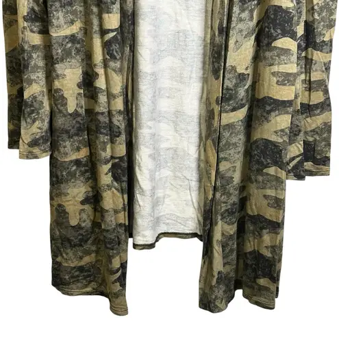 Myesper California Camouflage Open Front Cardigan Kimono Rayon Spandex 3X Camo Green