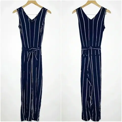 Rails Navy Stripe Sleeveless Belted Jumpsuit Size XS Revolve Hallie