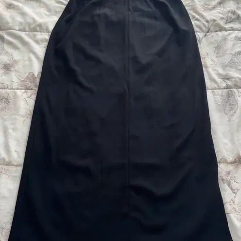 Babaton Aritzia Black faux wrap Triacetate midi skirt, size 8 minimalist luxury