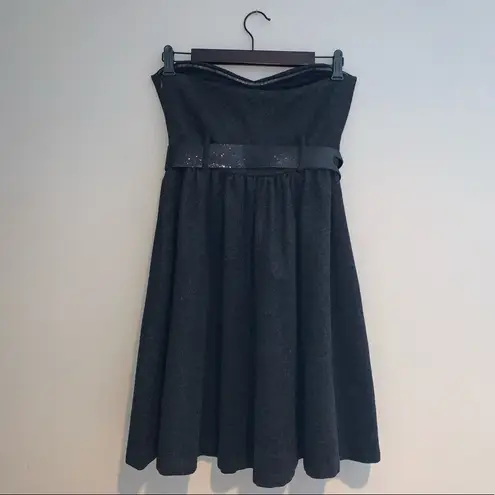 Susana Monaco Strapless Wool Dress with Glittery Belt