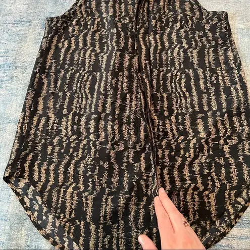 Collective Concepts Brown Black Abstract Pleated Sleeveless Blouse Small - Image 8