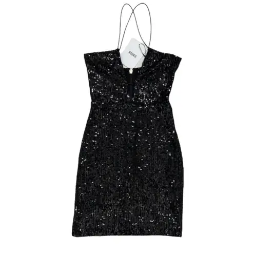Nookie Revolve Supreme Black Sequin Strappy NYE Mini Dress Size M NEW